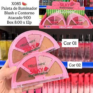 Paleta de Iluminador Blush e Contorno 3 em 1 Hello Mini