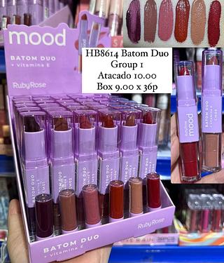 Batom Duo+Vitamina E Mood Grupo 1 Ruby Rose