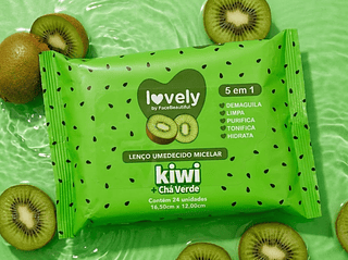 Lenço Umedecido Micelar kiwi Chá Verde Lovely By Face Beauty