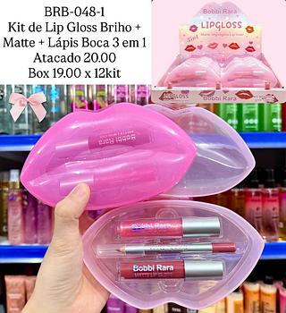 Kit Lip Gloss e Lápis Labial 3 em 1 Bobbi Rara
