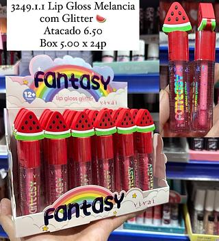 Lip Gloss Melancia com Glitter Fantasy Vivai