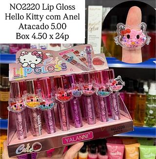 Lip Gloss Hello Kitty com Anel Cat Yalanni