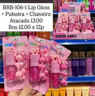 Lip Gloss Com Pulseira e Chaveiro Bobbi Rara