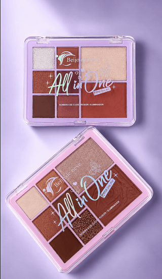 Paleta de Sombras e Iluminador All In One Beijo de Neve (somente avulso)