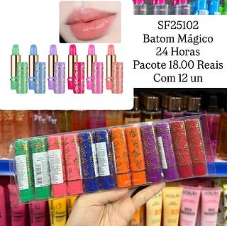 Batom Mágico 24 Horas Pacote com 12 Sombra Flor