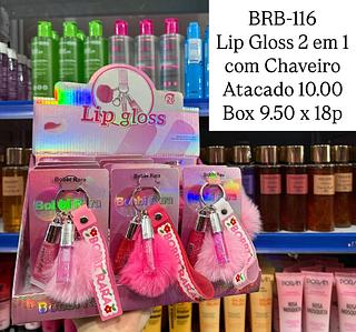 Lip Gloss 2 em 1 com chaveiro Bobbi Rara