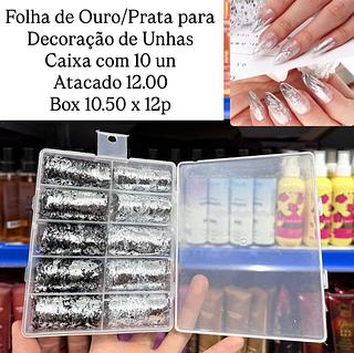 Folha de Ouro/Prata para Decoração de Unhas