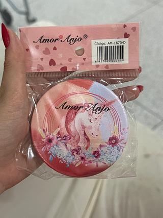 Espelho de Bolsa Duplo Redondo Unicórnio Amor Anjo