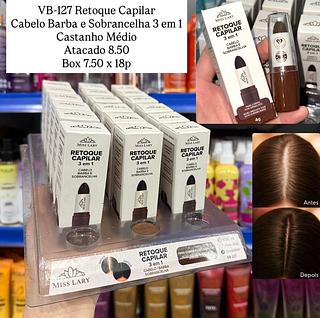 Retoque Capilar Cabelo Barba e Sobrancelhas 3 em 1 Castanho Médio Miss Lary