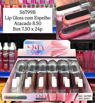 Lip Gloss Volumoso com Espelho Sarah's Beauty