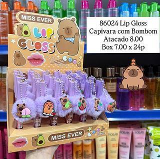 Lip Gloss Capivara com Pompom Miss Ever