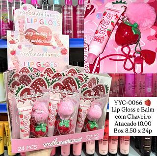 Lip Gloss e Lip Balm com Chaveiro Yoyo Maquiamor