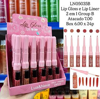 Lip Gloss e Lip Liner 2 em 1 Grupo B Lua e Neve
