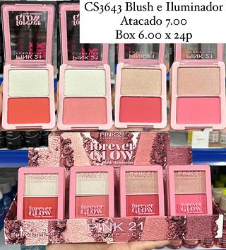 Blush e Iluminador Forever Glow Pink 21 (somente peças)