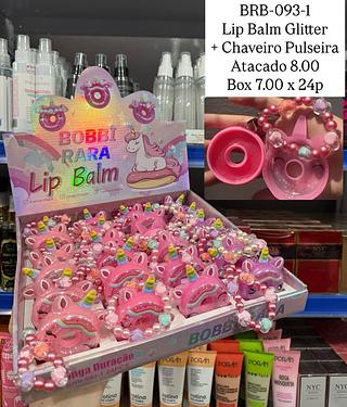Lip Balm Glitter com Chaveiro Pulseira Bobbi Rara (somente avulso)
