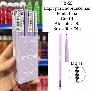 Lápis para Sobrancelhas Mood Ponta Fina Light Cor 01 Ruby Rose