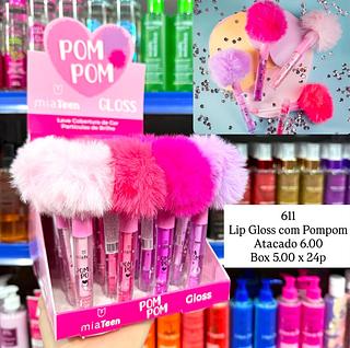 Lip Gloss com Pompom Mia Make