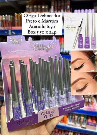 Delineador Líquido Preto e Marrom Wings City Girls (somente avulso cor preto)