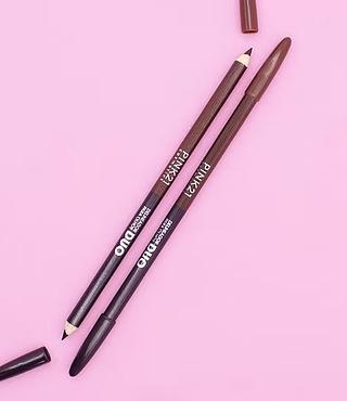 Lápis Para Olhos Duo Marrom+Preto Pacote com 12 Pink 21