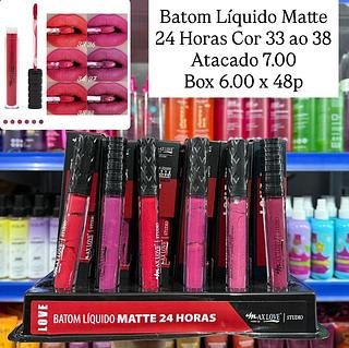 Batom Líquido Matte 24 Horas Cor 33 ao 38 Max Love