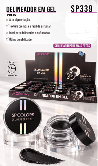 Delineador em Gel Preto Sp Colors