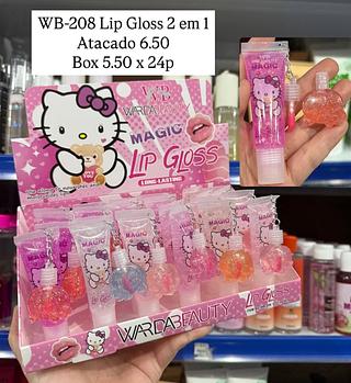 Lip Gloss 2 em 1 Hello Kitty Wardabeauty