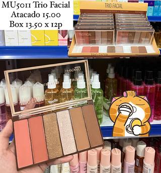 Trio Facial Paleta Iluminador Cotorno e Blush 3 em 1 Febella