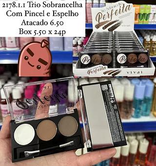 Trio Sobrancelha com Pincel e Espelho Vivai