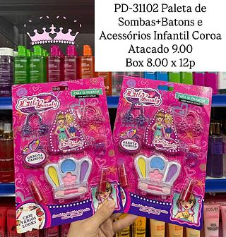 Paleta de Sombas+Batons e Acessórios Infantil Coroa Little Beauty