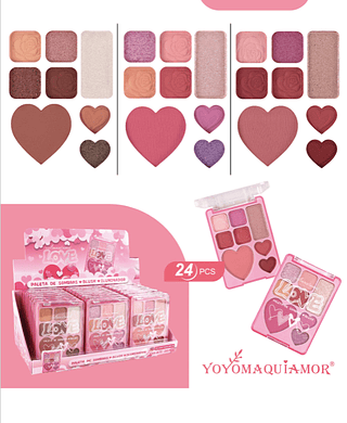 Paleta de Sombra & Blush & Iluminador Love Yoyo Maquiamor