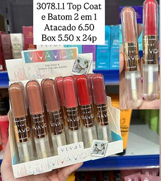 Top Coat e Batom 2 em 1 Vivai (somente avulso)
