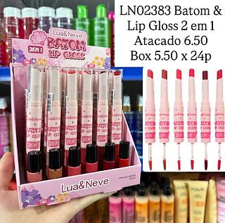 Batom & Lip Gloss 2 em 1 Lua e Neve