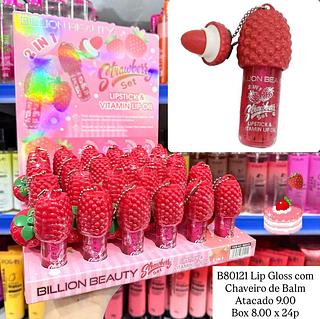 Lip Gloss com Chaveiro de Balm 2 em 1 Billion Beuty
