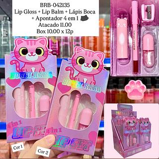 Kit Lip Gloss + Lip Balm + Lápis Labial + Apontador 4 em 1 Bobbi Rara