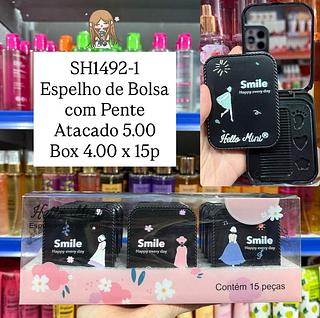 Espelho de Bolsa com Pente Hello Mini