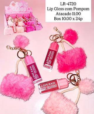 Lip Gloss com Pompom Lové Rain