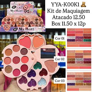 Estojo de Maquiagem com Sombras Blush / Iluminador & Glitter Yoyo Maquiamor