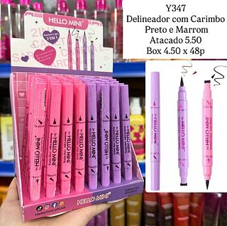Delineador com Carimbo Preto e Marrom Hello Mini