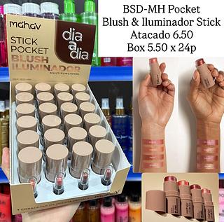Blush e Iluminador Stick Pocket Dia a Dia Mahav