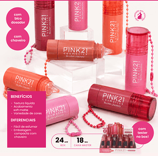 Blush Líquido com Chaveiro Pink 21