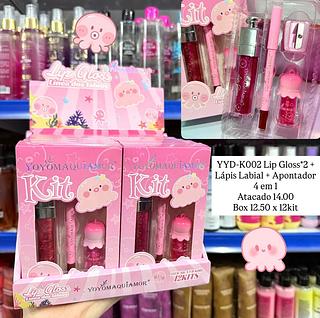 Lip Gloss 2 + Lápis Labial + Apontador 4 em 1 Yoyo Maquiamor