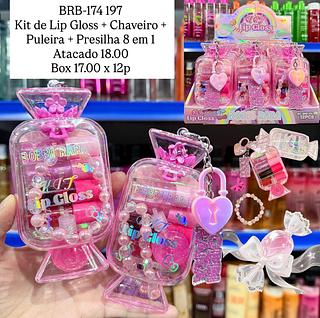 Kit Lip Gloss com Chaveiro 8 em 1 Bobbi Rara