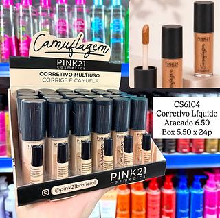 Corretivo Líquido Camufla e Corrige Pink 21
