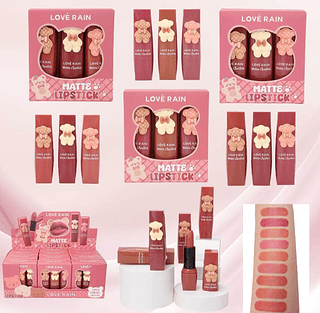 Kit com 3 Lip Stick Lové Rain