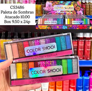 Paleta de Sombra e Glitter Color Shock Pink 21