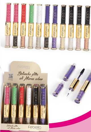 Delineador Glitter e Máscara de Cílios Febella (somente avulso)