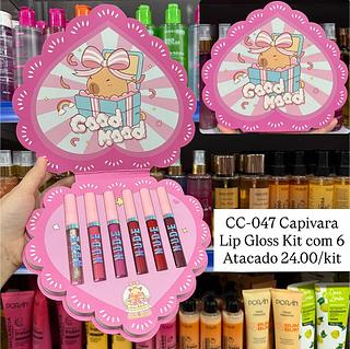 Kit com 6 Lip Gloss Capivara