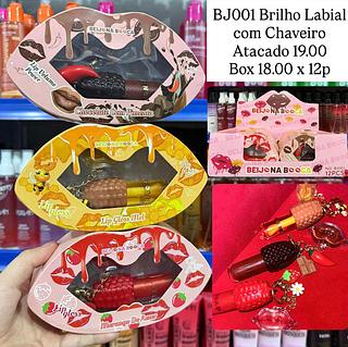 Brilho Labial com Balm e Chaveiro Beijo na Boca