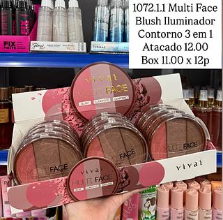 Paleta Multi Face Blush, iluminador e Contorno 3 em 1 Vivai