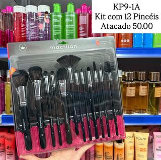 Kit com 12 Pincéis Para Maquiagem Macrilan